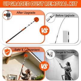 26FT Reach Cobweb Duster with Extension Pole - Spider Web Brush for Cleaning with 5-20FT 4-Section Flip-Lock Telescopic Pole, Effortlessly Cleans High Indoor & Outdoor Webs