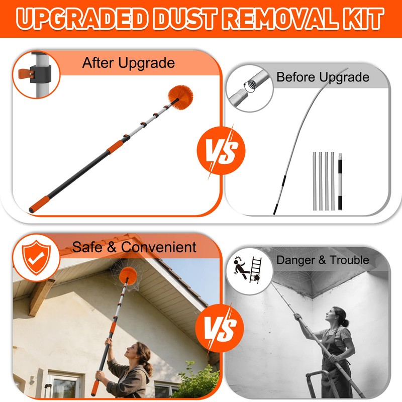 26FT Reach Cobweb Duster with Extension Pole - Spider Web