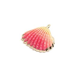 Vintageparts Heart Shell Pendant with Hanger in Gold Coloured 1 Piece for Jewellery Making Necklace Earrings