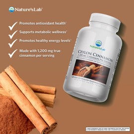 Nature's Lab Ceylon Cinnamon 1,200 mg per Serving - Supports Antioxidant Health* - 120 ct (60 Day Supply)