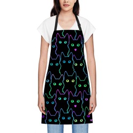 Smooffly Cute Cat Silhouettes Apron Unisex Adjustable Bib Apron Cooking Kitchen Chef Women Men Aprons for Home Kitchen, Restaurant,Coffee House,Shop,Garden