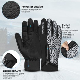 ROCKBROS Gloves Winter Warm Cycling Gloves Touchscreen Gloves Anti-Slip Sports Gloves for Bicycle Running Fitness Unisex