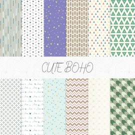Boho Scrapbook Paper 12x12 180G Double-Sided Decorative Paper for Scrapbooking, Junk Journaling, and Card Making, Ideal Scrapbook Supplies and Paper Craft Supplies 24 Sheets（Green Boho Bliss）