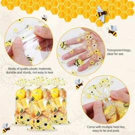 Bee Party Bags Treat Bags, Bags Glassine Bags 120 Count, 4.9x10.8 Inches With Twisted Ties, Perfect for Mother's Day, Valentine's Day, Parties, and Weddings (Bee)