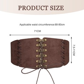 FDEETY Women's Fashion Genuine Leather Suede Elastic Corset Belt with Bow Ideal for Holiday Fashion Evening Events Fashion Conscious Women, brown