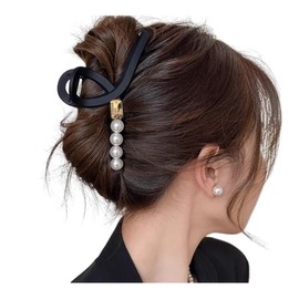 88flix Korean Retro Large Size Matte Shark Faux Pearl Hair Clip