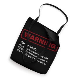Funny RPG Gamer Warning Loot Snacks Caffeine Side Quest Joke Tote Bag