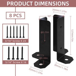 Pehciroe 8Pcs Adjustable Deck Post Base, 4x4 Post Base Brackets, Fence Post Base, Anchor Base Brackets fit for 2x2, 2x4, 4x4 Post for Railing Mailbox Deck
