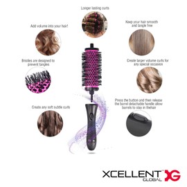 Round Hair Brush Set with Detachable Barrels Styling Tool, 6 Barrels 1 Handle 6 Clips, Small Medium Large BT091 Purple Black