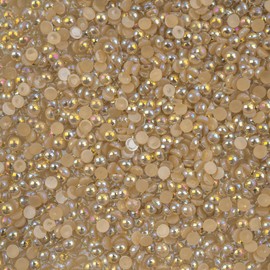 1850pcs SS12 (3mm) Crystal Lane DIY Brown AB Plastic Flatback Pearls for Crafting, Half Pearls Resin Rhinestones for Bedazzling Nail Art Clothing Embellishments Party Decoration Face Gems