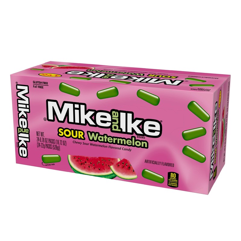 Mike and Ike Sour Watermelon Candy, 0.78 Ounce Box (Pack