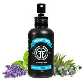 Friendly Foot Spray - All Natural Shoe Deodorizer and Foot Deodorant - Heavy Duty Smell Remover for Stinky Shoes and Smelly Feet - Lavender and Mint Scented Odor Eliminator