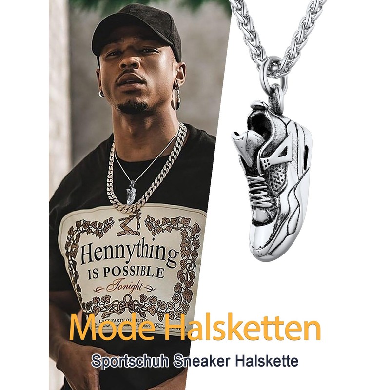 U7 Trainer Necklace Sneaker Men Sport Basketball Shoe Pendant Stainless