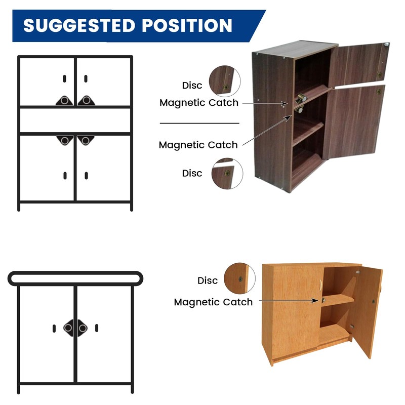 ZIUZI 5 Pack Magnetic Cabinet Door Catch with Magnets, Cabinet