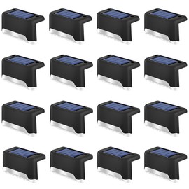 16 Pack Solar Deck Lights, Outdoor Waterproof Solar Light, Solar Step Lights for Deck, Step, Stair, Yard, Fence, Patio and Pathway (Cool White)