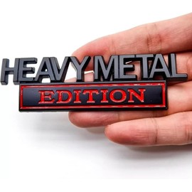 2 Pack Heavy Metal Edition Side Emblem 3D Badge Replacement for Universal Vehicle, Car, Truck, SUV (Black Red)