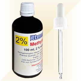 Ittermann Methylenblau, 2%, 100 ml-Fertiglösung aus hochgereinigtem Wasser (Ph.Eur.) und 2% Methylenblau (reinst USP Pharmaqualität) - Braunglasflasche - zusätzlich Glas-Pipette - Made in Germany