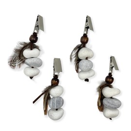 RYHHH 4 Pieces Tablecloth Weights, Cobblestone Shape Heavy Duty Tablecloth Pendants, Decorative Table Cloth Holder Clips with Metal Clips for Indoor Outdoor Home Kitchen Wedding Party Picnic, Marble