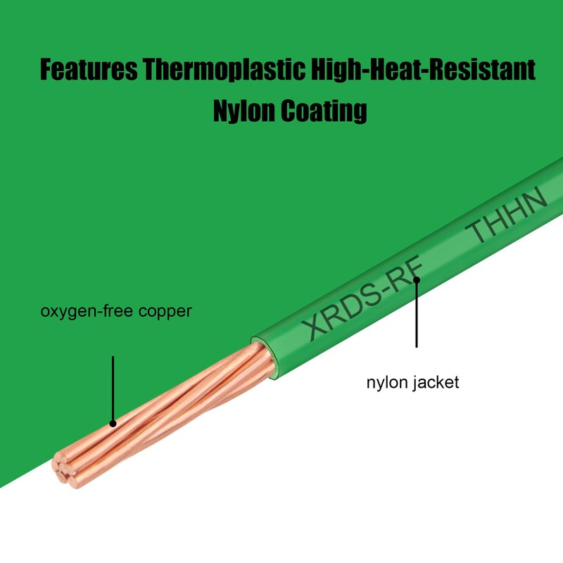 10 AWG THHN Stranded Bare Copper Wire 25FT Green Grounding