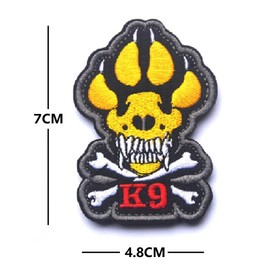 PHOENIX IKKI K9 Military Dog Police Dog Service Dog Army Dog Special Forces Tactical Military Cloth Embroidered Patch Patch Coat of Arms Applique Dog Paw and Crossbone Dark Grey
