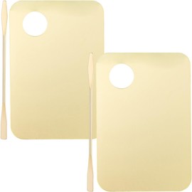 Paleta de Base Acrílica Dorada para Mezclar Maquillaje, 2 Piezas Incluye Espátula, Formato Compacto, Juego de 2 Sets para Artistas de Maquillaje y Uso en Nail Art