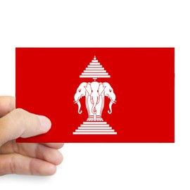 CafePress Lao/Laos Erawan Three Headed Elephant Flag Stick Rectangle Bumper Sticker Car Decal