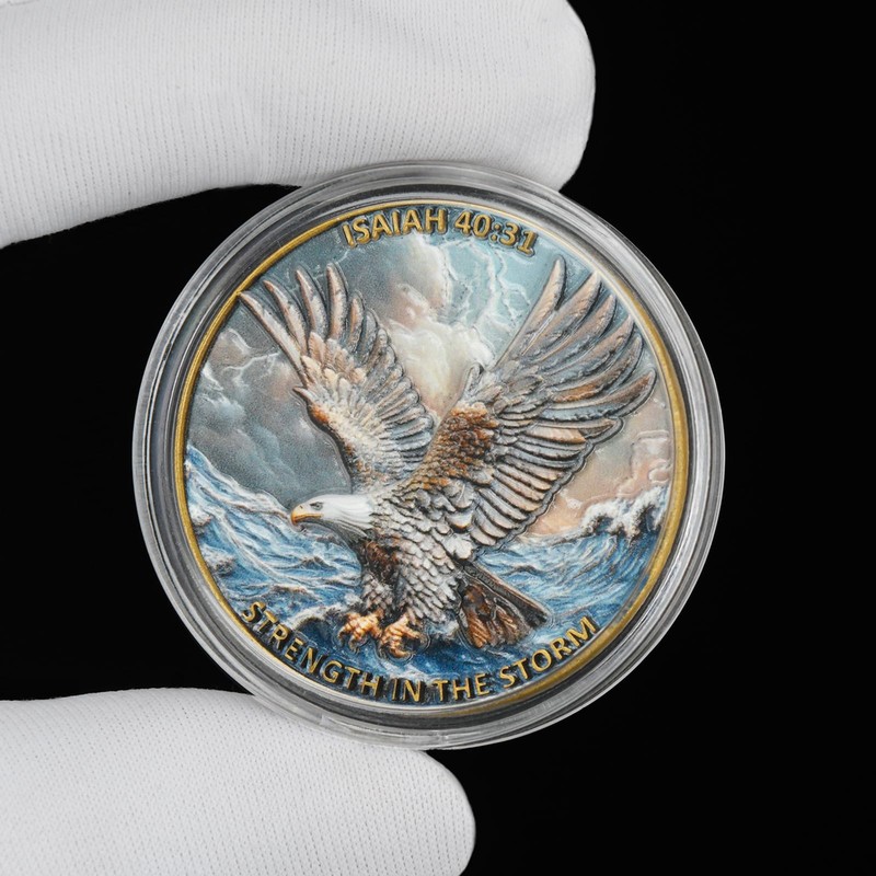 Christian Challenge Coin - Strength in The Storm - Eagle