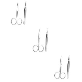 Ipetboom 3sets Stainless Steel Eyebrow Repair Tools Brow Scissor and Tweezer for Precision Eyebrow Shaping and Hair Removal Ergonomic Design for Easy Use