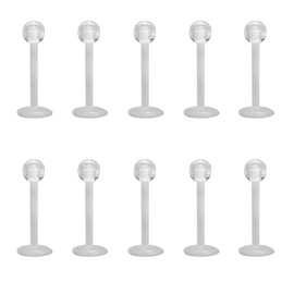 6ixGosh Clear Stud Earrings for Sports Work Surgery, Bioflex Plastic Clear Cartilage Earring Retainer, Ashley Vertical Labret Lip Rings Jewelry, Plastic, plastic