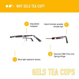 Scojo New York Gels Cupcake Cat Eye Reading Glasses, Handmade Scratch Resistant Readers for Women and Men, Blush - 3.00x