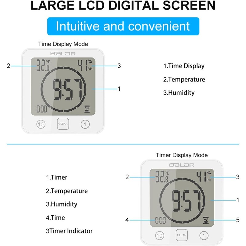 Shower Clock Waterproof Wall Clock Bathroom Clock Sunsbell Shower Cock