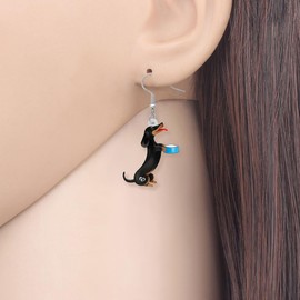 RAIDIN Acrylic Lovely Dachshund Dog Dangle Drop Earrings Jewelry for Women Cute Puppy Pets Hook Earrings Gifts for Dog Lovers Charms (Grey)