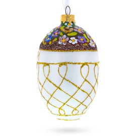 1901 Basket of Flowers Royal Egg Glass Ornament 4 Inches