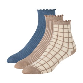 Ted Baker Women's 3 Pack Ruffle Anklet Socks, Tan Combo, OS