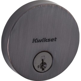 Kwikset Uptown Deadbolt Lock, Venetian Bronze Round Exterior Keyed Front Entry Door, Pick Resistant SmartKey Rekey Security, Single Cylinder Dead Bolt, with Microban Protection