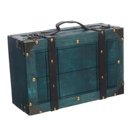 TOVINANNA Vintage Wooden Treasure Chest Retro Portable Trinket Storage Box for Jewelry Documents Antique Decorative Suitcase for Photography Props and Travel Organization