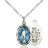 Bliss Sterling Silver Catholic Miraculous Mary Oval Medal Pendant Necklace