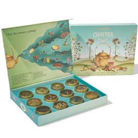 VAHDAM, Chai Tea Assortment | 12 Tin Caddy Gift with Award-Winning Teas | 100% Natural Ingredients | Happy New Year 2022 Tea Gift Set for Everyone