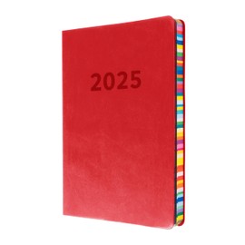 Collins Edge Rainbow 2025 Diary - A5 Week to View Planner - Red - (ED153.U15-25) - Weekly Planner with Soft Touch Covers and Coloured Page Edges