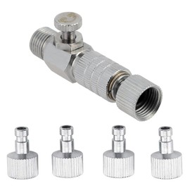 Professional Airbrush Accessories Air Brush Quick Release Coupler Plug Disconnect Airbrush Airflow Adjustment Control-Valve Coupling with 4pcs 1/8 inch Adapters