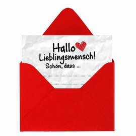 3 pieces of favourite person cards with red envelope to fill yourself – the proof of love for Christmas, birthday or Valentine's Day