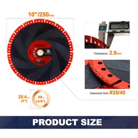 Metal Cutting Diamond Blade 10"- BRSCHNITT 250mm All-Purpose Diamond Saw Blade for Rebar Sheet Metal Angle Iron Stainless Steel Concrete.