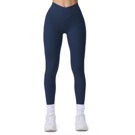 Aoxjox Workout Leggings for Women Vanity V Waist High Waist Tummy Control Hidden Scrunch Athletic Gym Yoga Pants 26" (Navy, Medium)