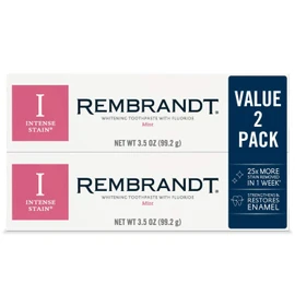 Rembrandt Whitening Toothpaste with Fluoride Intense Stain Mint 3.52 Oz 2 Pack