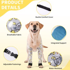 LovinPet Dog Elbow Protector Anti-Licking Elbow Sleeve, Adjustable, Comfortable & Durable Front Leg Guard for Medium to Large Dogs, Prevents Licking and Chewing,Dog Sleeve,Dog Leg Sleeve,Grey