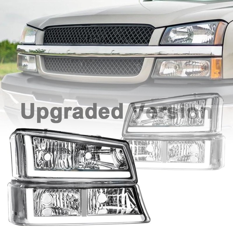 DimFlux LED DRL Headlight Headlights Assembly Kit Compatible with 2003-2006