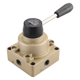 Baomain Rotary Lever Hand Valve HV-04 PT1/2 Air Flow Control 3 Position 4 Way