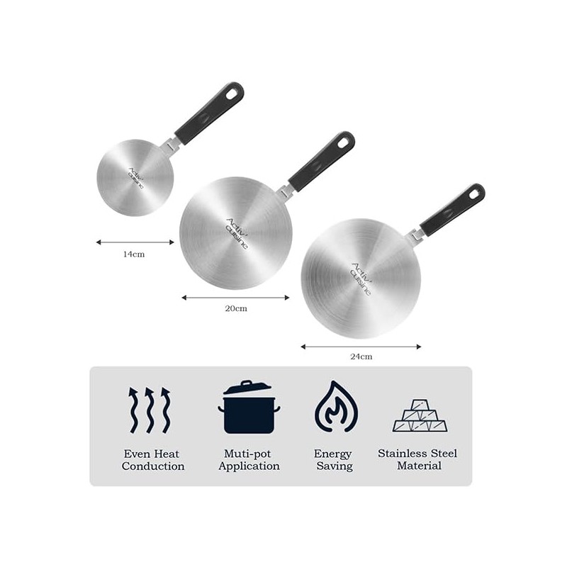 ACTIV CUISINE 7.9 Inch Heat Diffuser for Glass Cooktop, Stainless