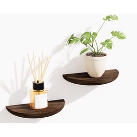 QsQueen Solid Wood Half Round Floating Wall Shelves | Elegant Floating Shelves, Elevate Your Space. Perfect for Living Rooms, Bathrooms, Bedrooms, Offices, Children's Rooms
