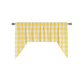 NATUS WEAVER Cortina de cortina para Widnows 1 panel clásico Buffalo Check Swag Country Farmhouse Cortina de ventana de cocina, color amarillo y blanco, 54 pulgadas de ancho x 36 pulgadas de largo con